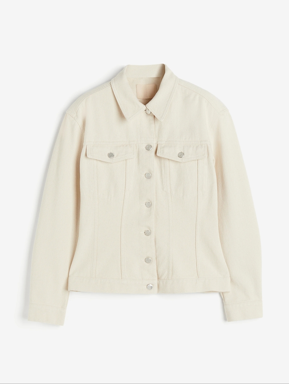 Women's Cream Denim Jacket with Classic Button Front